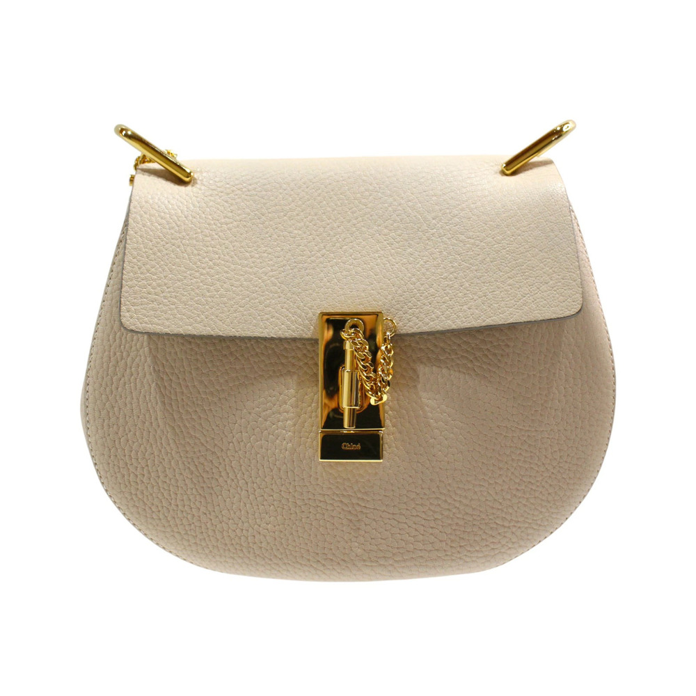 Chloe Drew Shoulder Bag Beige Chain Strap White off white